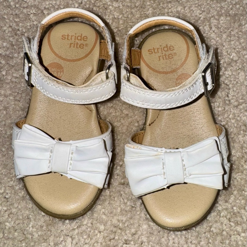 Stride Rite Baby/Toddler White Leather Sandals